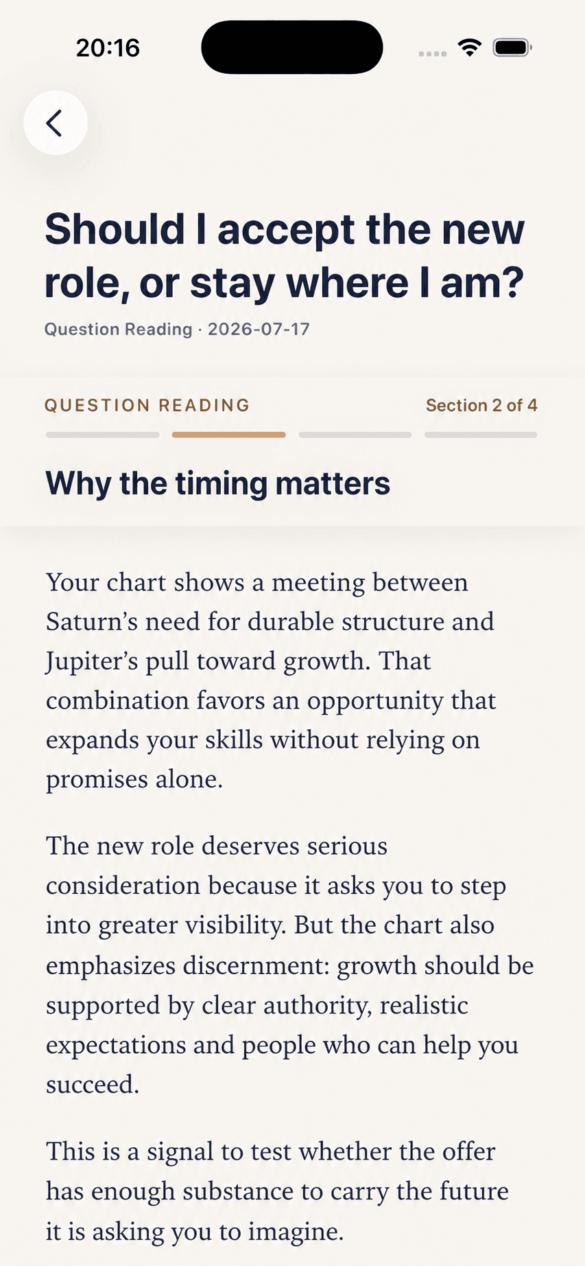 Example Dasha Question Reading screen