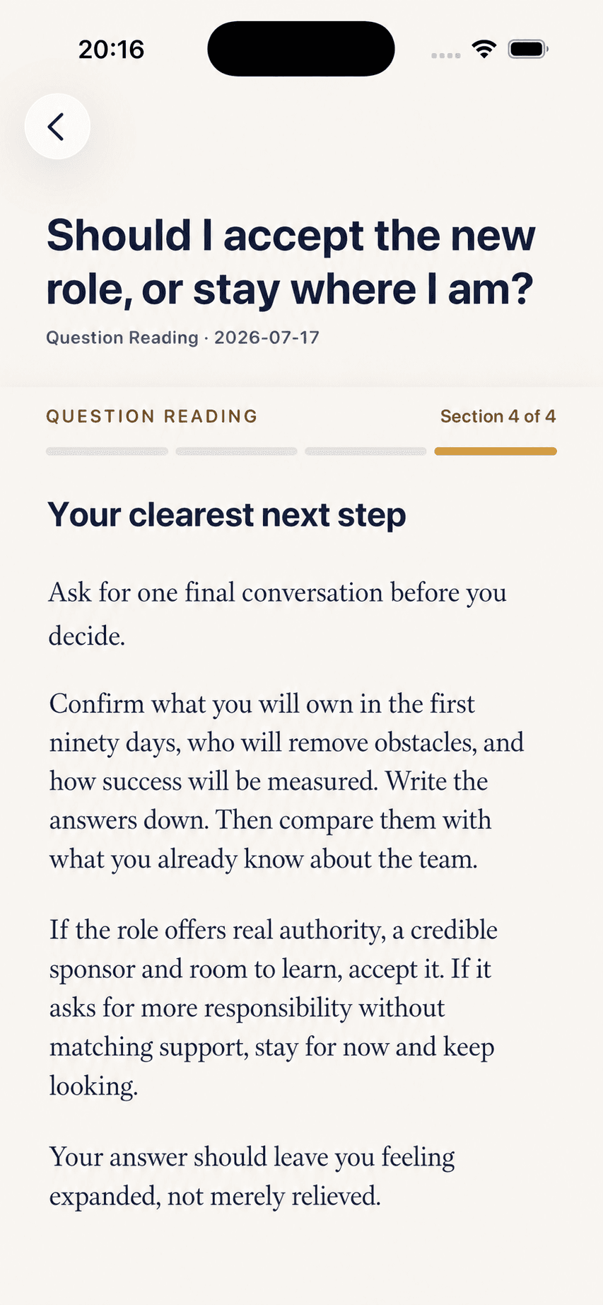Example Dasha Question Reading screen