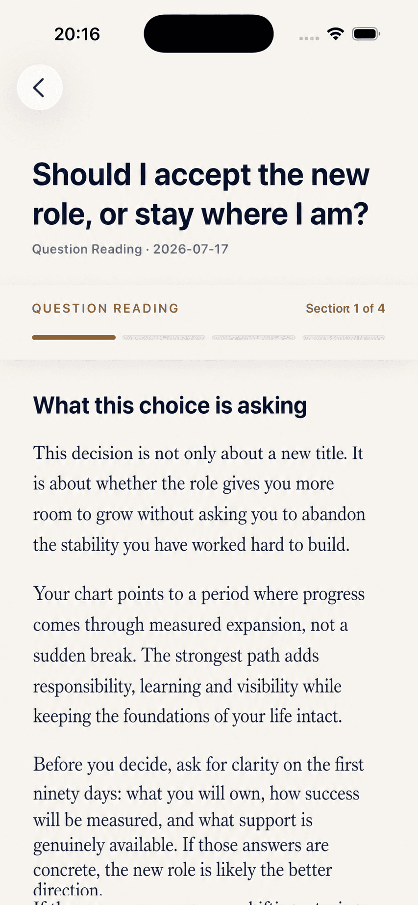Example Dasha Question Reading screen